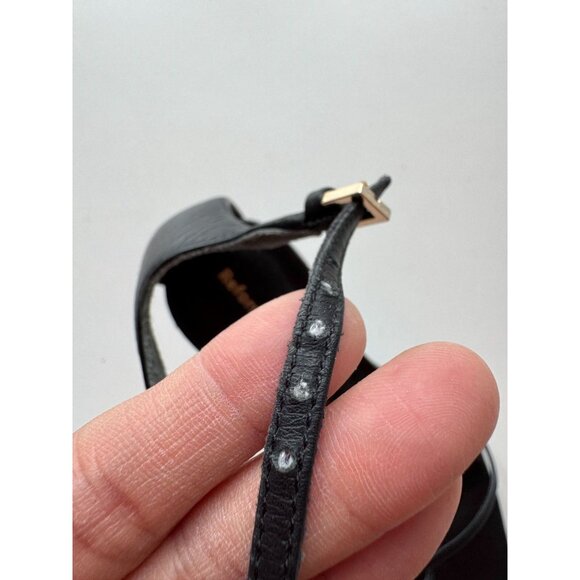 NWOB REFORMATION Gigi Black Leather Strappy Mid Heel Toe Thong Sandals, Size 8.5 - Picture 12 of 13